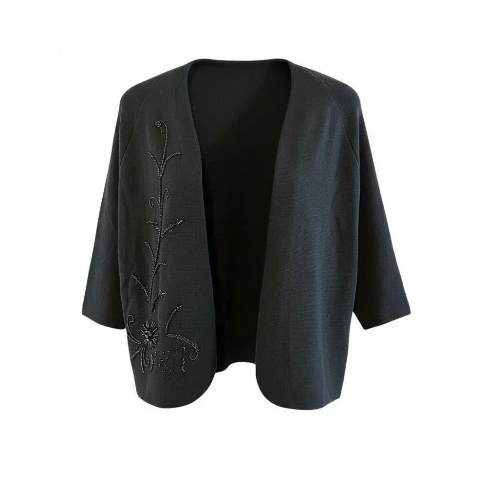 Vtg Cadillac Beaded Wool Cardigan 12 NWT Deadstock Quiet Luxury Academia